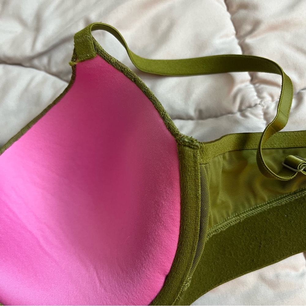 Victoria’s Secret Pink Wear Everywhere Push-up Olive Green Leopard Print Bra - Picture 8 of 8